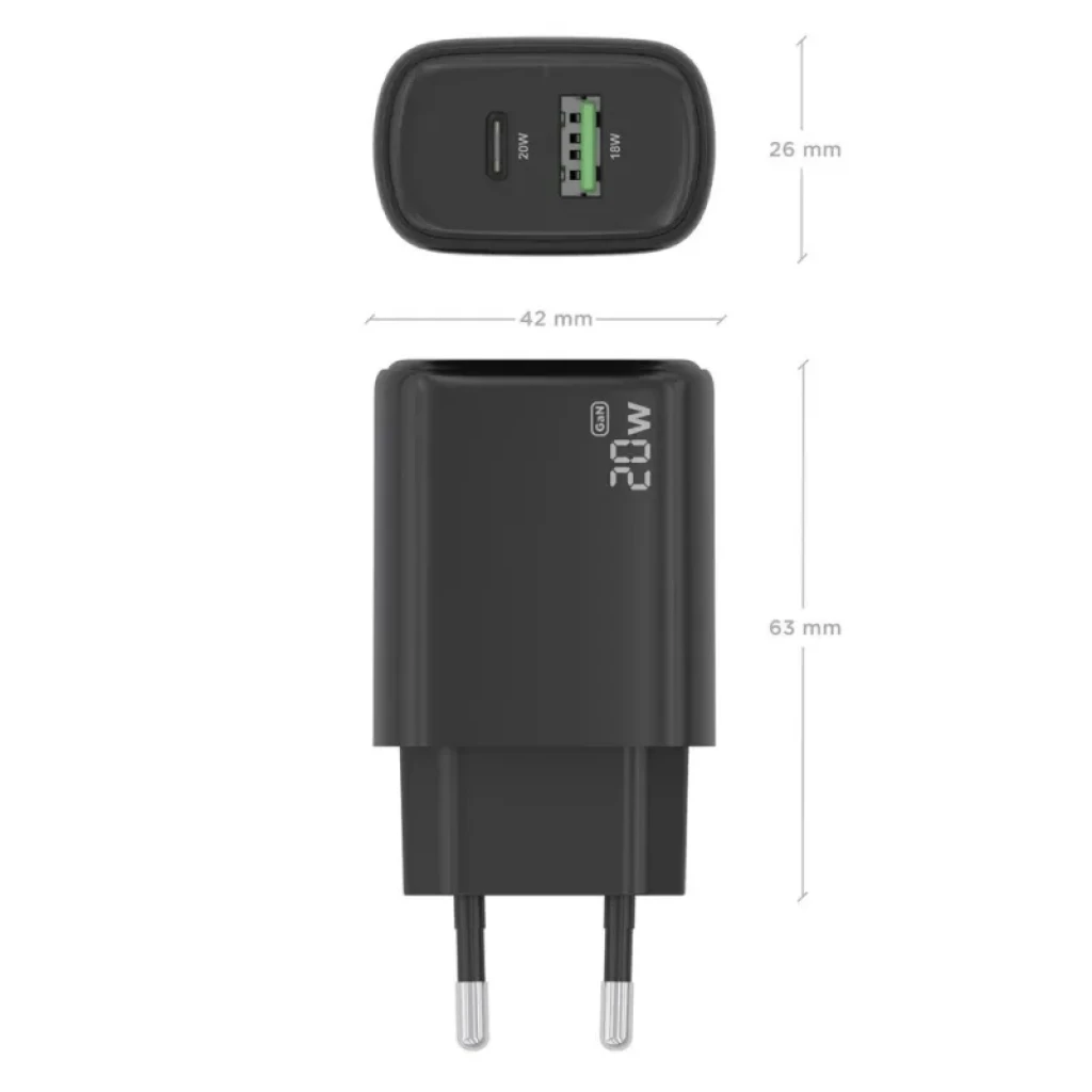 Chargeur Aisens GaN A110-0910 20 W noir avec deux ports USB-C et USB-A - Ítem2