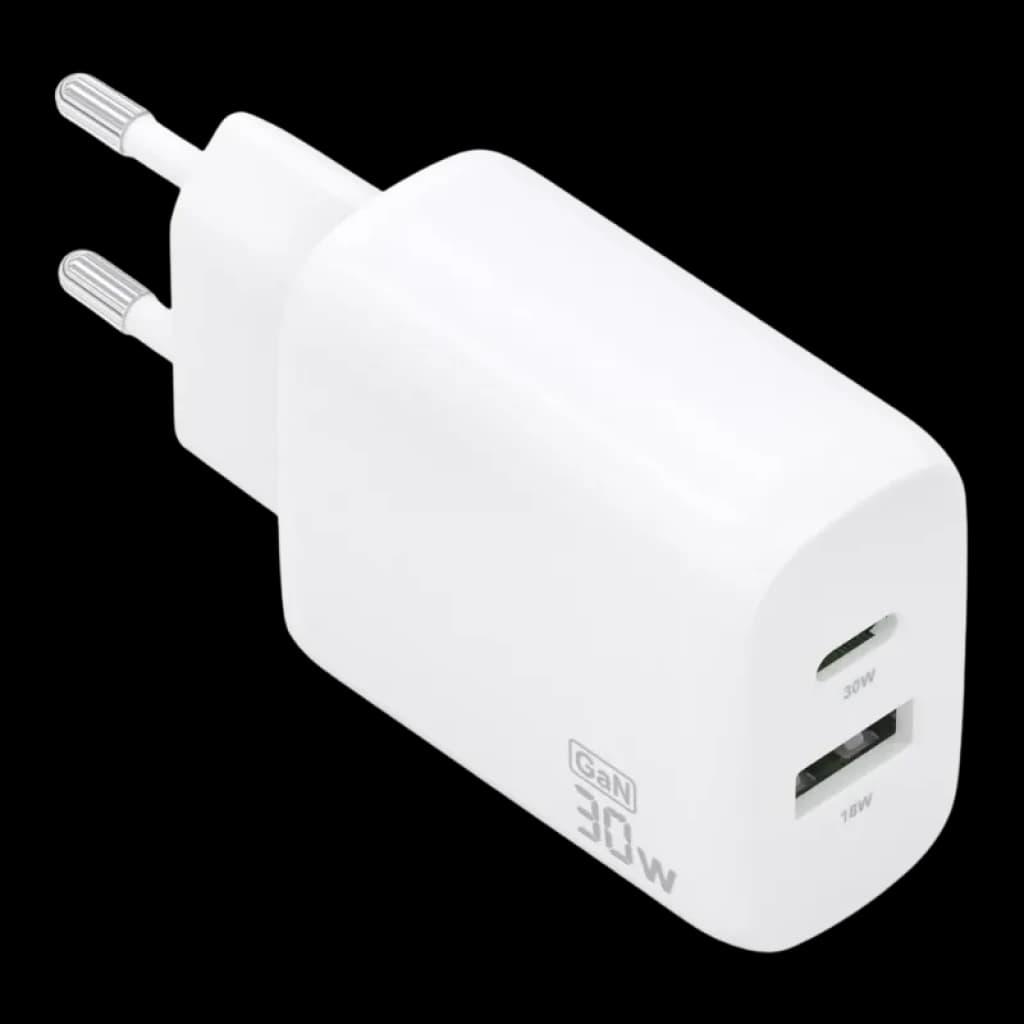 Carregador Aisens GaN de 30 W branco com portas USB-C e USB-A