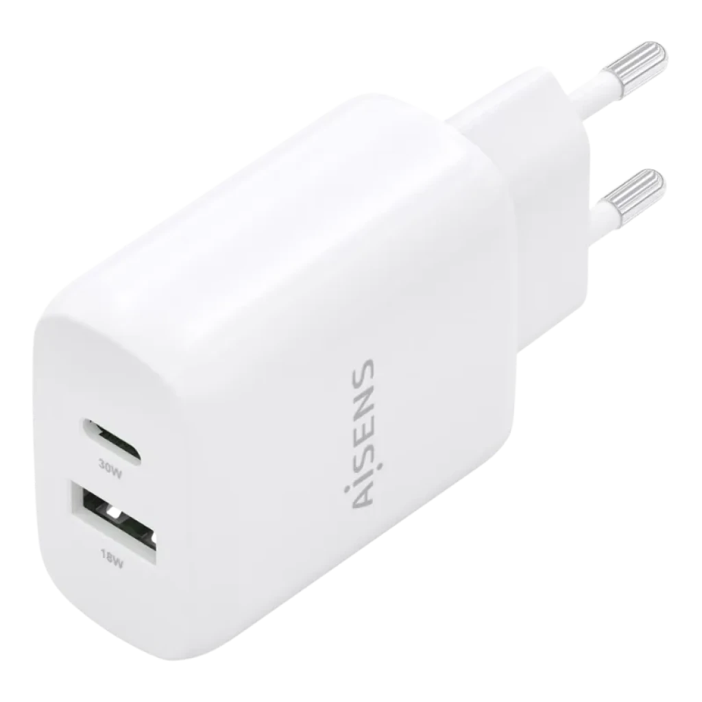 Chargeur Aisens GaN 30 W blanc avec ports USB-C et USB-A - Ítem1