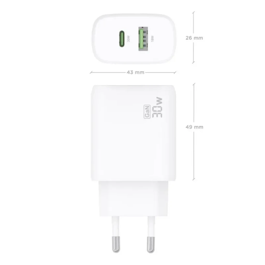 Chargeur Aisens GaN 30 W blanc avec ports USB-C et USB-A - Ítem2