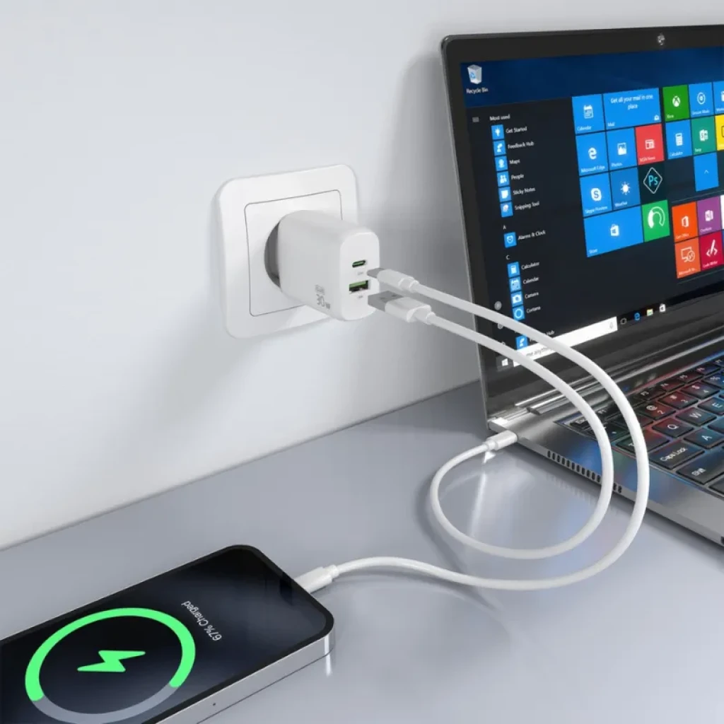 Chargeur Aisens GaN 30 W blanc avec ports USB-C et USB-A - Ítem3