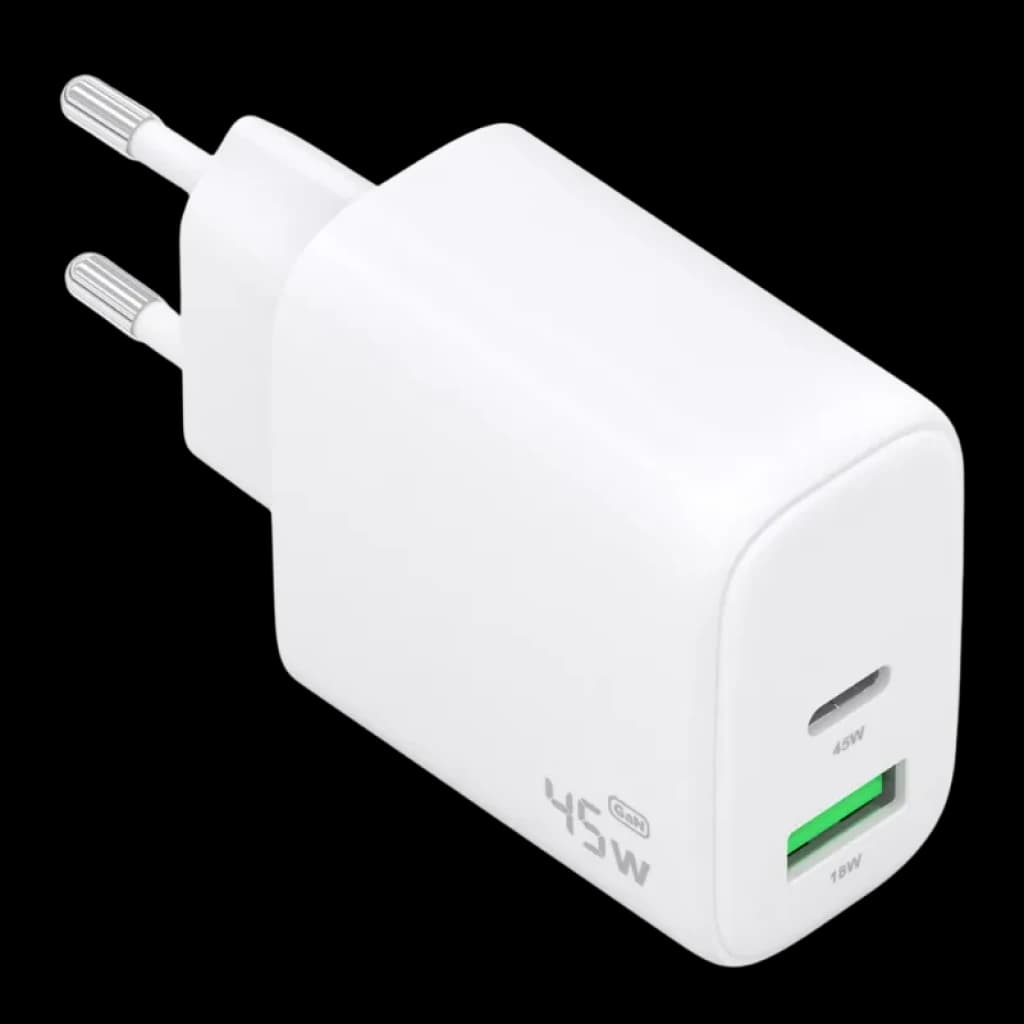 Carregador Aisens GaN A110-0971 de 45 W, branco, com portas USB-C e USB-A