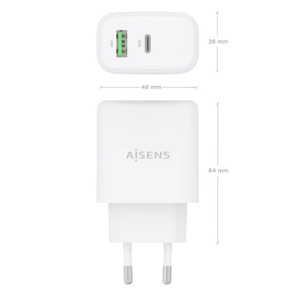 Chargeur Aisens GaN A110-0971 45 W blanc avec ports USB-C et USB-A - Ítem2