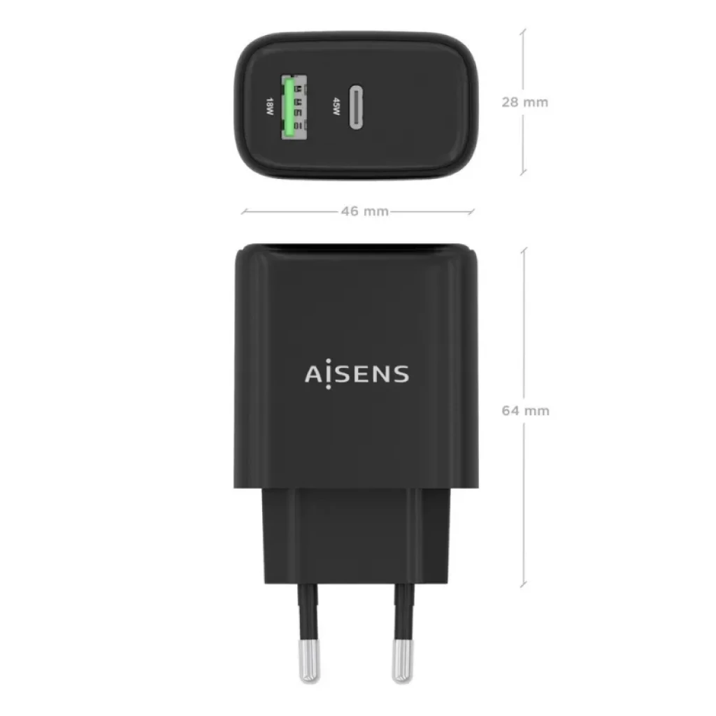 Chargeur Aisens GaN A110-0972 45 W noir avec ports USB-C et USB-A - Ítem2