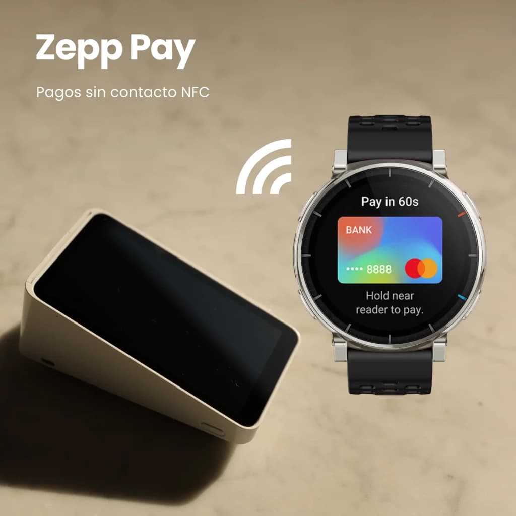 Amazfit Active 3 Premium 1.32 AMOLED táctil con GPS en color Apex Silver, correa negra y NFC Zepp Pay para pagos sin contacto