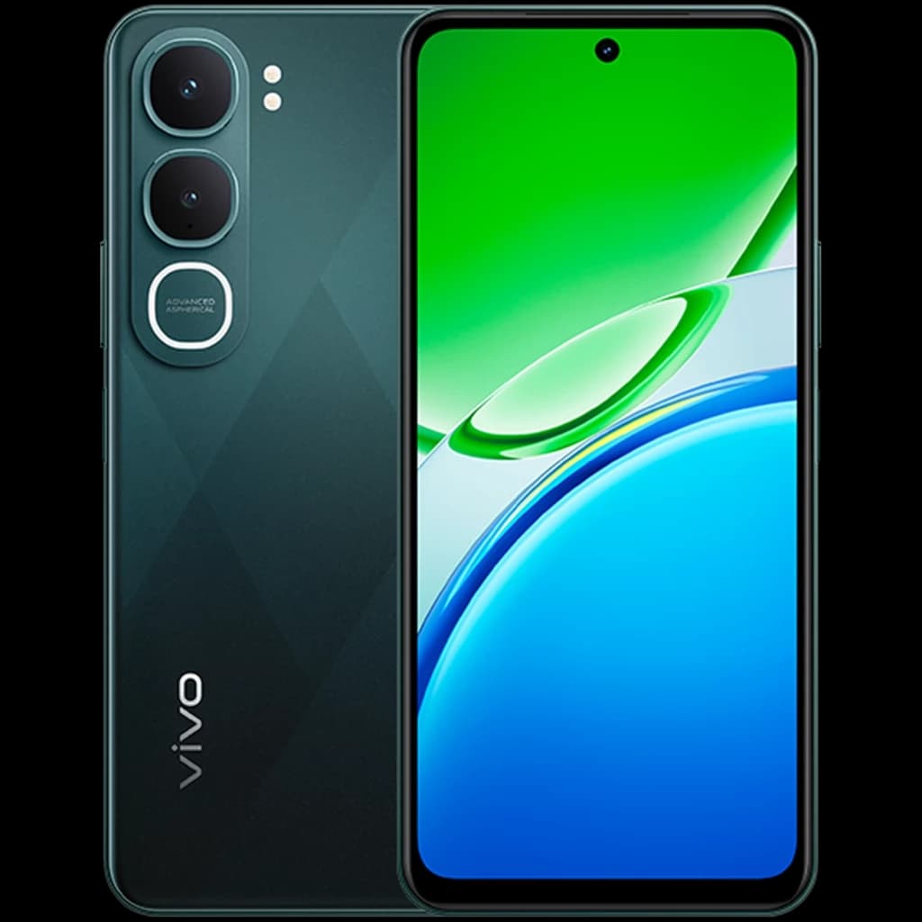 Vivo Y21D Noir Jade avec grand écran bord à bord perforé, dos texturé vert sombre, double module photo proéminent et design fin élégant