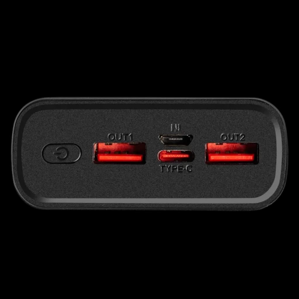 Detalhe das ligações USB-A, USB-C e MicroUSB no OBAL: ME EnergyPulse