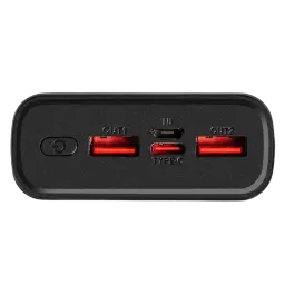 Detalhe das ligações USB-A, USB-C e MicroUSB no OBAL: ME EnergyPulse