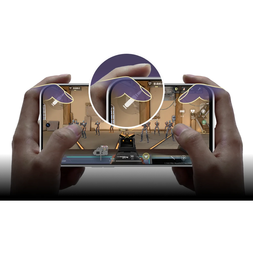 Nubia Neo 5 5G plata con pantalla perforada, triple cámara trasera vertical con detalles LED azules y acabado texturizado plateado estilo gaming - Ítem6