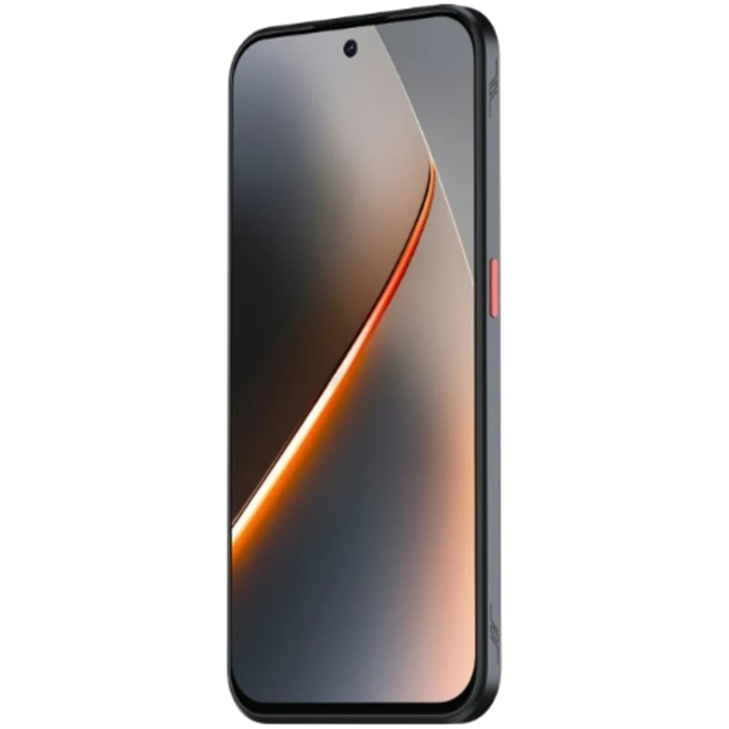 Nubia Neo 5 5G plata con pantalla perforada, triple cámara trasera vertical con detalles LED azules y acabado texturizado plateado estilo gaming - Ítem1