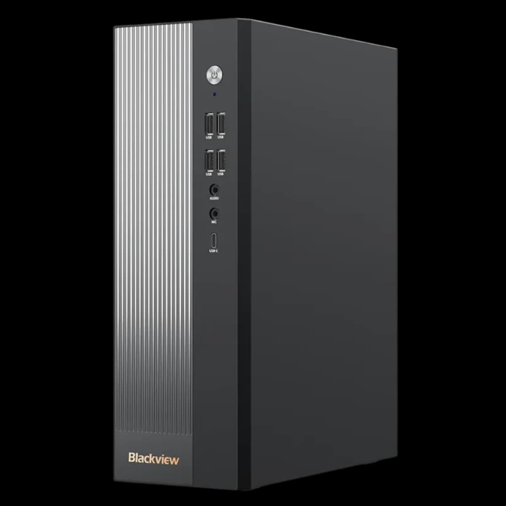 Face avant du Blackview NEX60, mini-tour de 6,37 L avec ports USB-C et USB-A