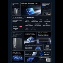 Blackview NEX60 mini PC compact, boîtier noir élégant, multiples ports dont USB-C et HDMI, support SSD M.2, ventilation intelligente, WiFi 6, Windows 11 Pro