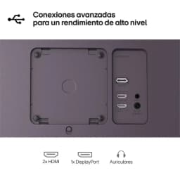 Ports du LG 34G600A-B : 2 ports HDMI, 1 port DisplayPort, sortie casque. Panneau arrière avec fixation VESA pour moniteur de jeu incurvé UWQHD 160 Hz FreeSync