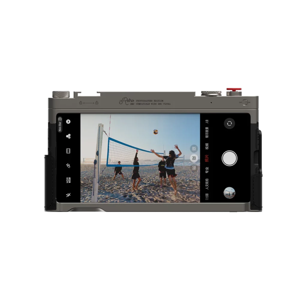 Nubia Z80 Ultra Mobile Kit de fotografia retro com módulo traseiro estilo câmera vintage, lente circular destacada, botões físicos e grip ergonômico - Item1