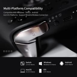 GuliKit KingKong 2 T gamepad com gatilho metálico R, botões pretos, indicador LED e conexão com fio e sem fio para PC, Switch, Android e iOS