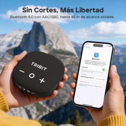 TRIBIT StormBox Micro 3 blanche, compacte avec grille tissu noir, boutons + et -, logo TRIBIT, connexion Bluetooth 6.0, format poche, sangle intégrée