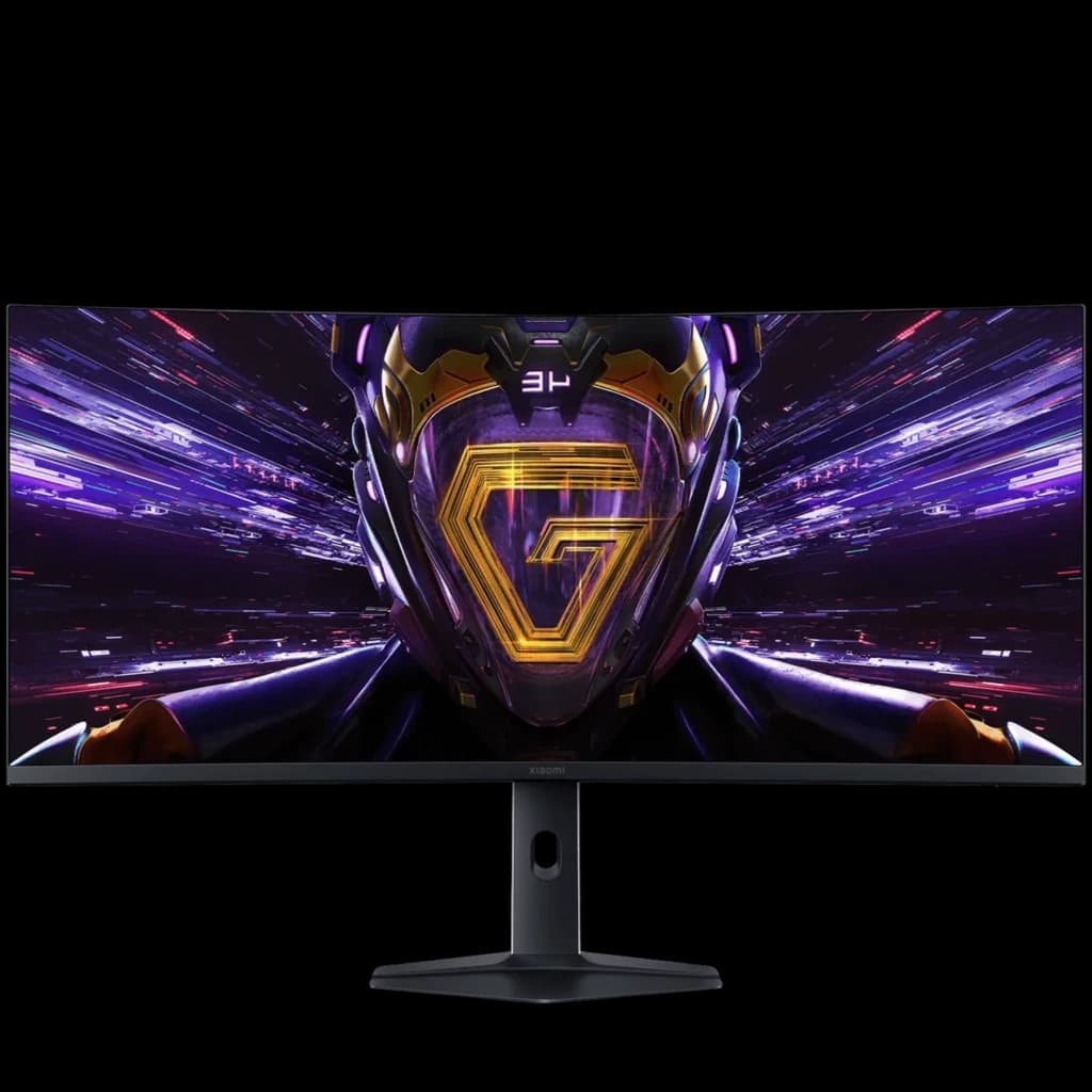 Monitor gaming ultrapanorámico curvo 34 pulgadas WQHD 1500R, biseles finos, soporte ajustable y frecuencia 180Hz; imagen vibrante con estética futurista