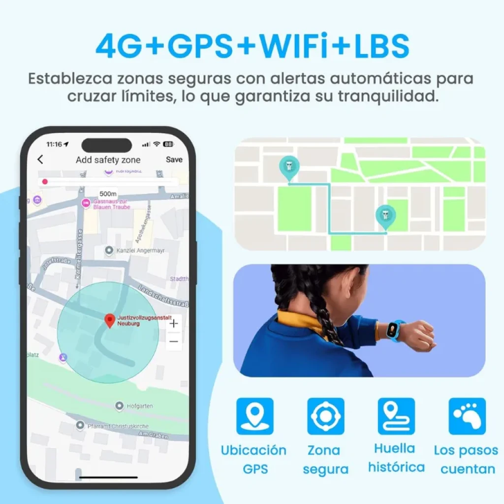 Smartwatch infantil Lagenio K3 New Azul com ecrã tátil e câmara frontal - Item4