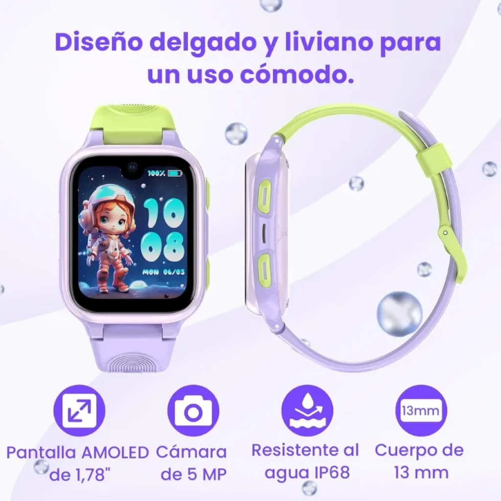 Smartwatch Lagenio K9 Roxo com ecrã AMOLED e 4G - Item4