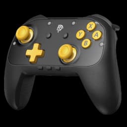 EasySMX S10 Lite Noir, manette noire avec boutons et sticks jaunes, croix dorée, grips texturés, design ergonomique pour PC, Switch et smartphone