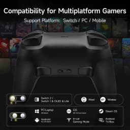 EasySMX S10C Noir manette sans fil noire, grip texturé, gâchettes ergonomiques, boutons bien espacés, compatible Switch PC mobile Android iOS