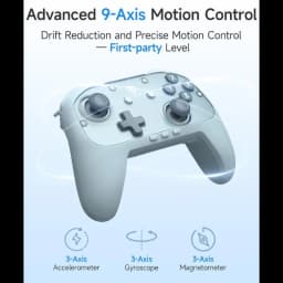EasySMX S10 Lite Bleu – Manette grise translucide avec sticks asymétriques, croix directionnelle, boutons A/B/X/Y, gâchettes et LED ; design ergonomique