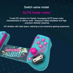 GameSir X5S Hatsune Miku manette turquoise pour smartphones et Switch, boutons colorés A B X Y, motifs musicaux, motorisation linéaire ALPS, vibration HD