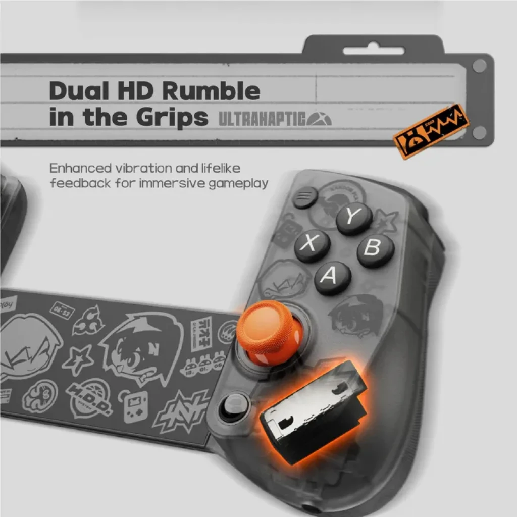 GameSir X5S Zenless Zone Zero Noir, manette télescopique noire avec motifs ZZZ, sticks et touches orange, croix directionnelle et boutons ABXY distincts - Ítem2