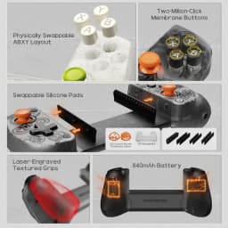 GameSir X5S Zenless Zone Zero Preto: comando modular com botões ABXY intercambiáveis, punhos texturados, almofadas de silicone e bateria de 840 mAh