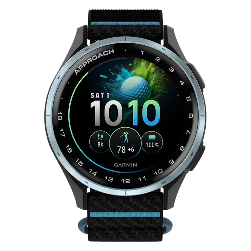 Montre GPS Garmin Approach J1 noir avec écran tactile AMOLED affichant les distances de golf - Ítem1