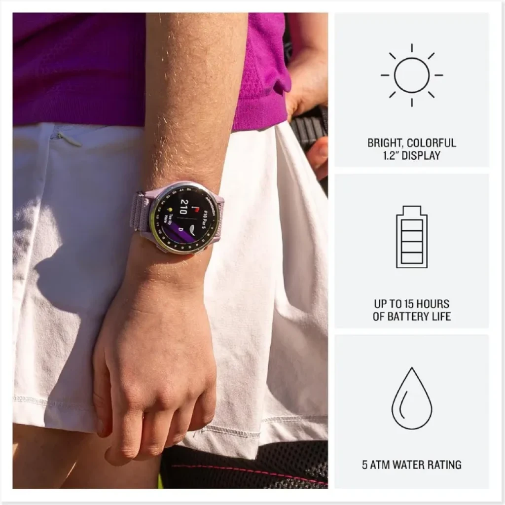 Relógio GPS Garmin Approach J1 Rosa com ecrã tátil AMOLED que apresenta distâncias de golfe - Item4