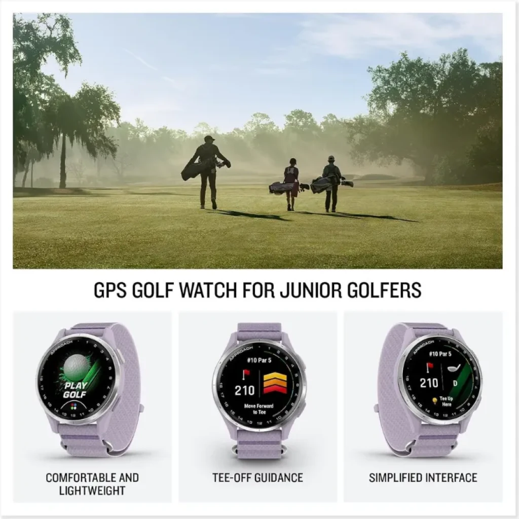 Relógio GPS Garmin Approach J1 Rosa com ecrã tátil AMOLED que apresenta distâncias de golfe - Item6
