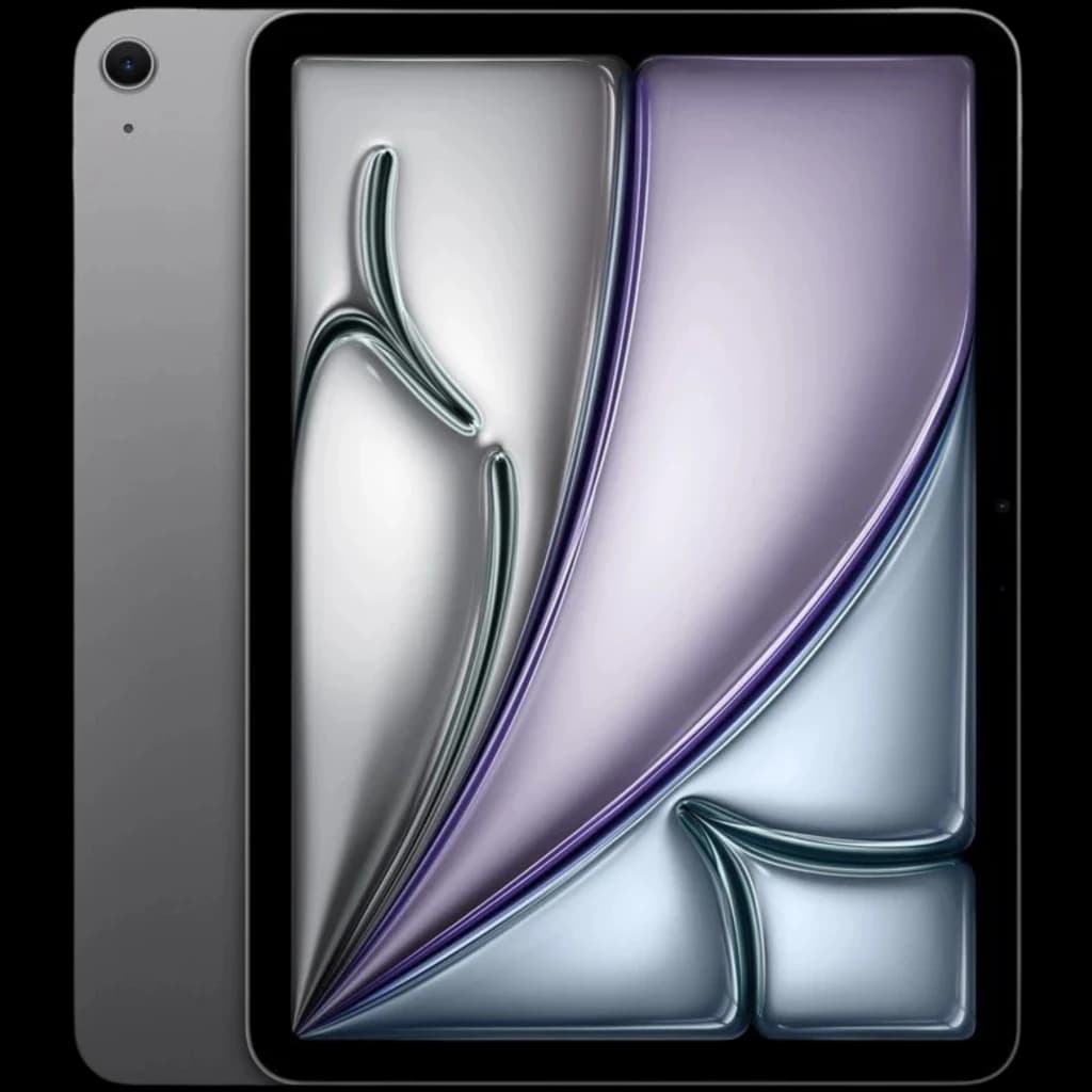 Apple iPad Air M4 13 pulgadas 1TB WiFi en color gris con biseles delgados, cámara trasera única, pantalla bordes redondeados y diseño delgado moderno