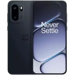 OnePlus Nord 6 5G noir avec écran OLED bord à bord, module photo arrière double et capteur 50 MP, façade avec texte Never Settle, design fin et moderne