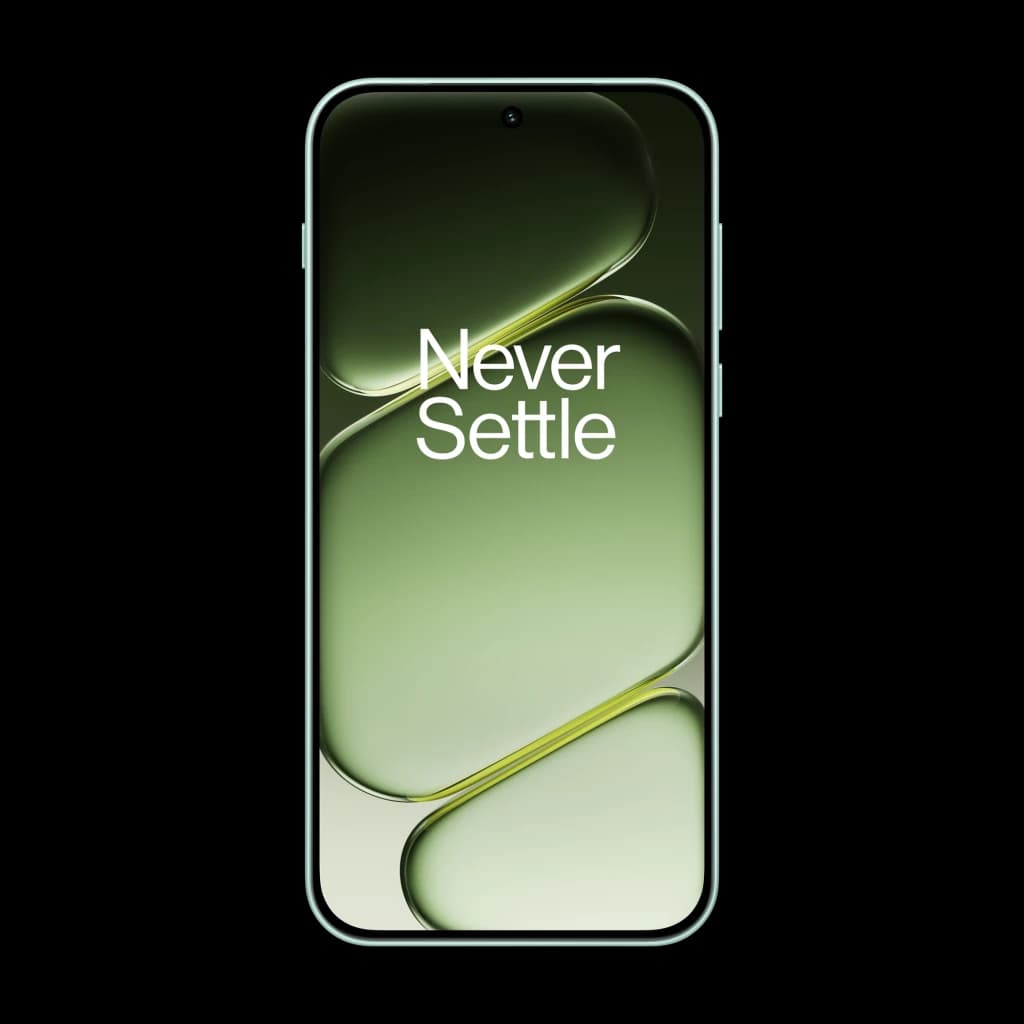 OnePlus Nord 6 5G 256 Go Noir avec écran OLED bord à bord vert, poinçon central discret, bords fins et verre brillant, design moderne élégant