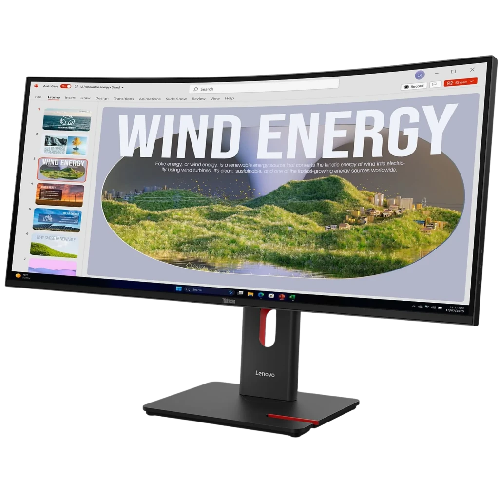 Écran Lenovo ThinkVision T34WD-40 incurvé 34 pouces, ultra large, bords fins, résolution WQHD, 120 Hz, pied ergonomique, port USB-C 100 W, hub intégré - Ítem1