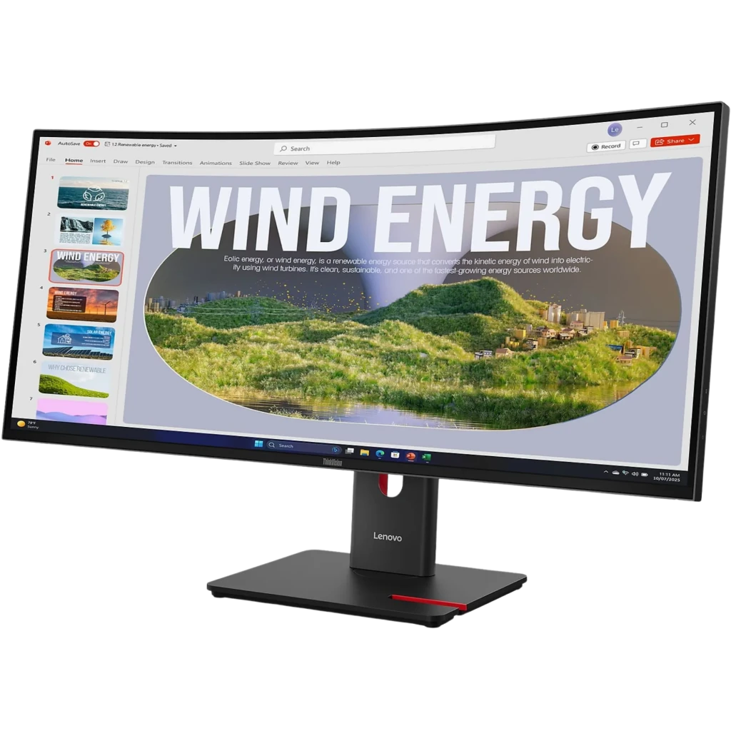 Écran Lenovo ThinkVision T34WD-40 incurvé 34 pouces, ultra large, bords fins, résolution WQHD, 120 Hz, pied ergonomique, port USB-C 100 W, hub intégré - Ítem2