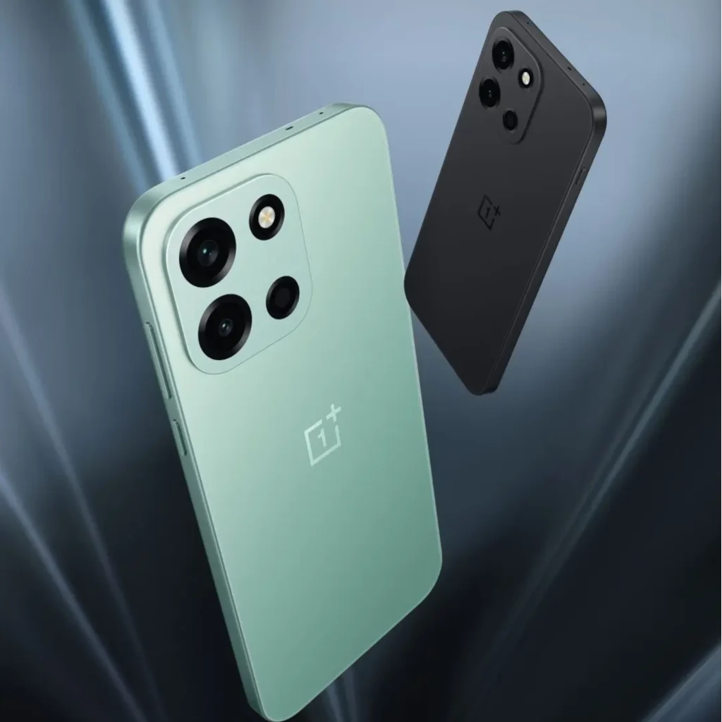 OnePlus Nord 6 5G verde menta com tela ampla curva, câmera tripla destacada em módulo quadrado, logotipo OnePlus ao centro e bordas finas na frente - Item2