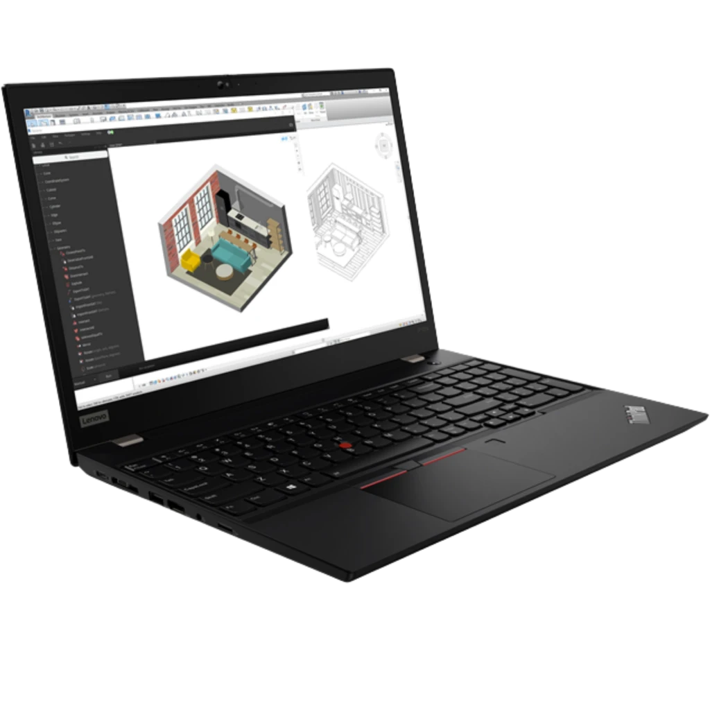 Notebook Lenovo ThinkPad P15s Gen 2i 15,6 pol preto, teclado completo com trackpoint, tela exibindo modelo 3D, acabamento robusto em excelente condição - Item2