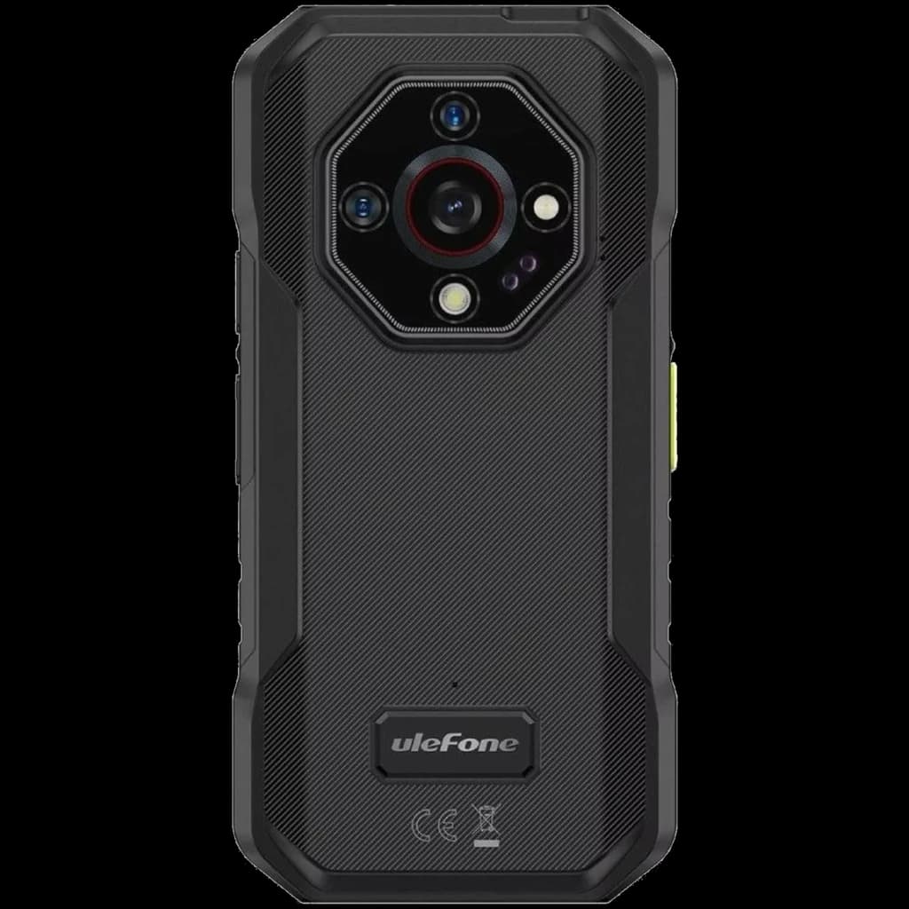 Ulefone Armor X32 Pro 5G verde com traseira robusta preta, módulo de câmeras hexagonal com múltiplas lentes e flash, textura antiderrapante e laterais