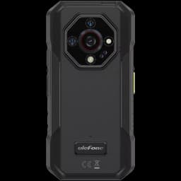 Ulefone Armor X32 Pro 5G verde com traseira robusta preta, módulo de câmeras hexagonal com múltiplas lentes e flash, textura antiderrapante e laterais