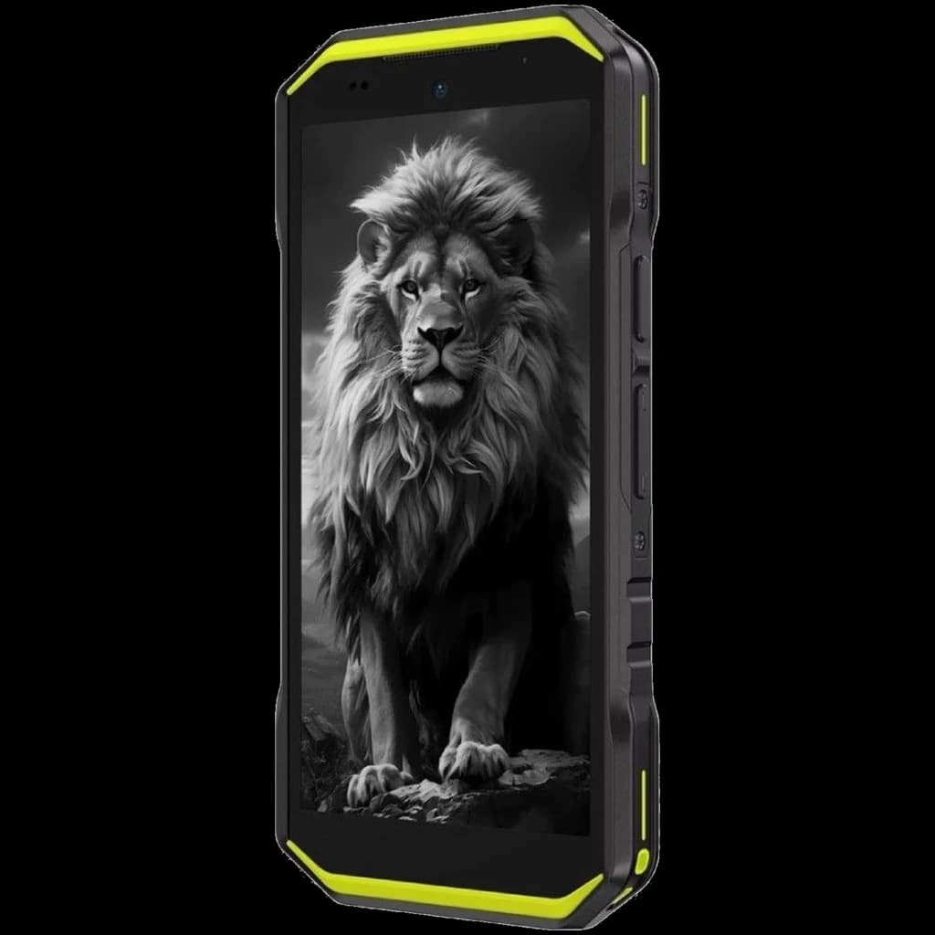 Ulefone Armor X32 Pro 5G verde robusto, corpo reforçado com cantos protegidos, laterais antiderrapantes, tela grande frontal com molduras espessas