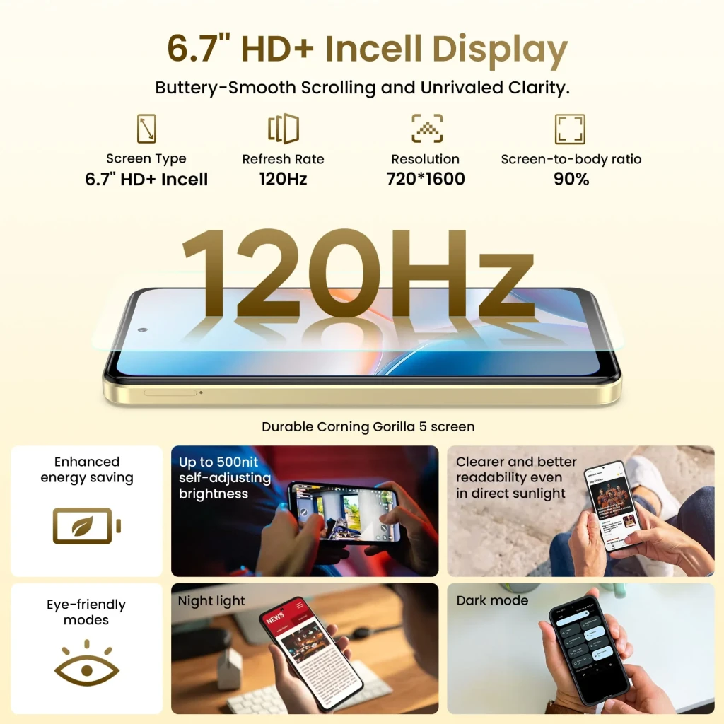 Lagenio A11 Pro negro con pantalla amplia, módulo triple de cámara trasera 50 MP, frontal en orificio, carcasa ondulada, 256GB y 8GB RAM expandible - Ítem1