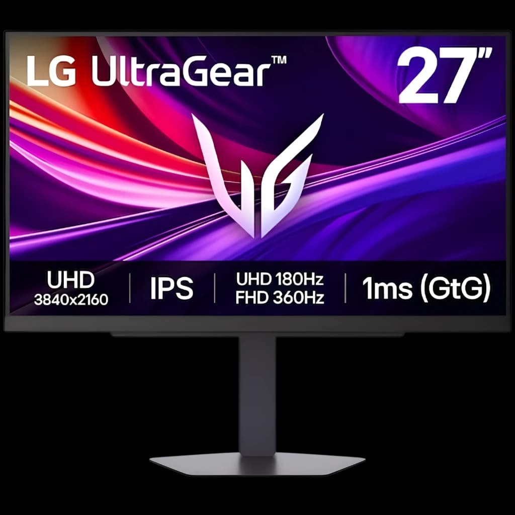 LG UltraGear 27G810A-B 27 pouces écran gaming bord fin Fast IPS 4K 180 Hz ou FHD 360 Hz 1 ms couleurs vives support réglable logo LG au centre