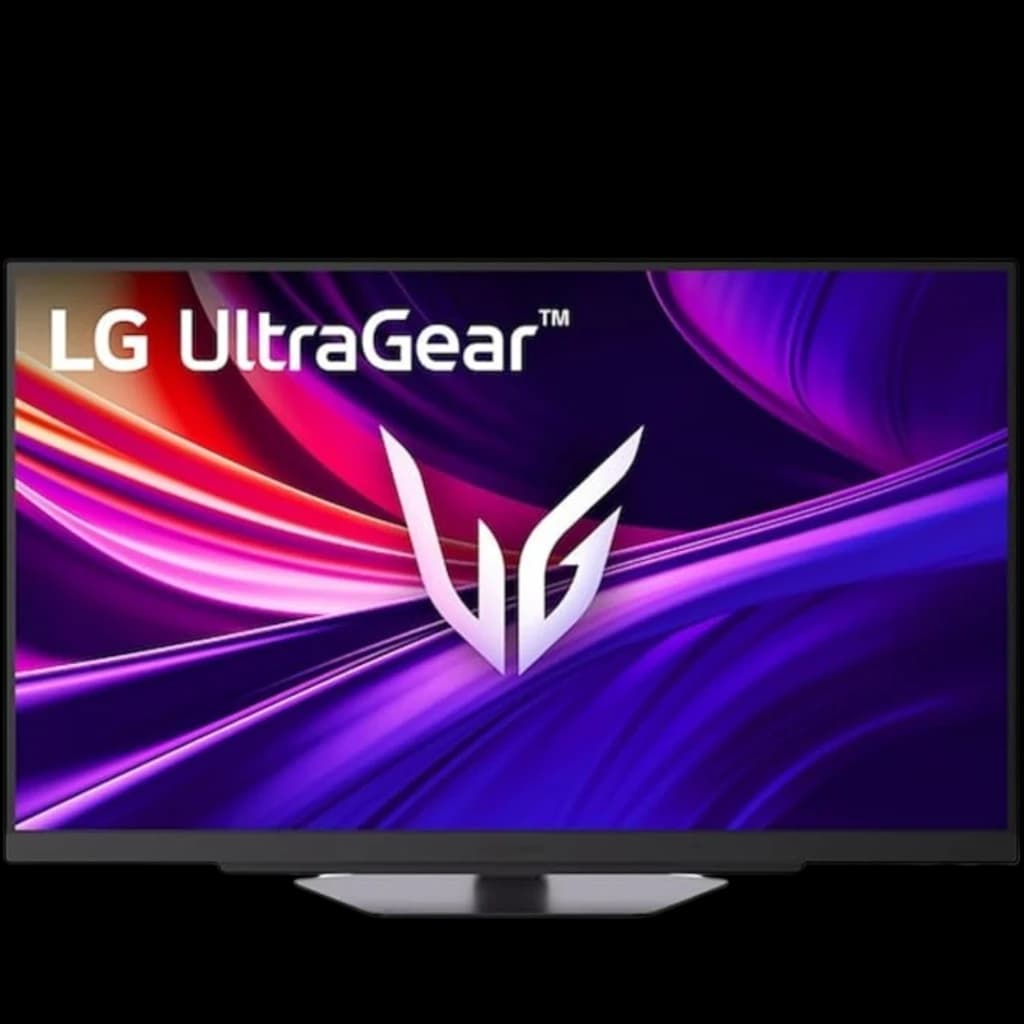 LG UltraGear 27G810A-B 27 pouces avec cadre fin, écran plat Fast IPS, logo VG centré sur fond violet, pied noir angulaire, look gaming moderne
