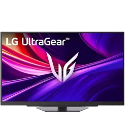 LG UltraGear 27G810A-B 27 pouces avec cadre fin, écran plat Fast IPS, logo VG centré sur fond violet, pied noir angulaire, look gaming moderne