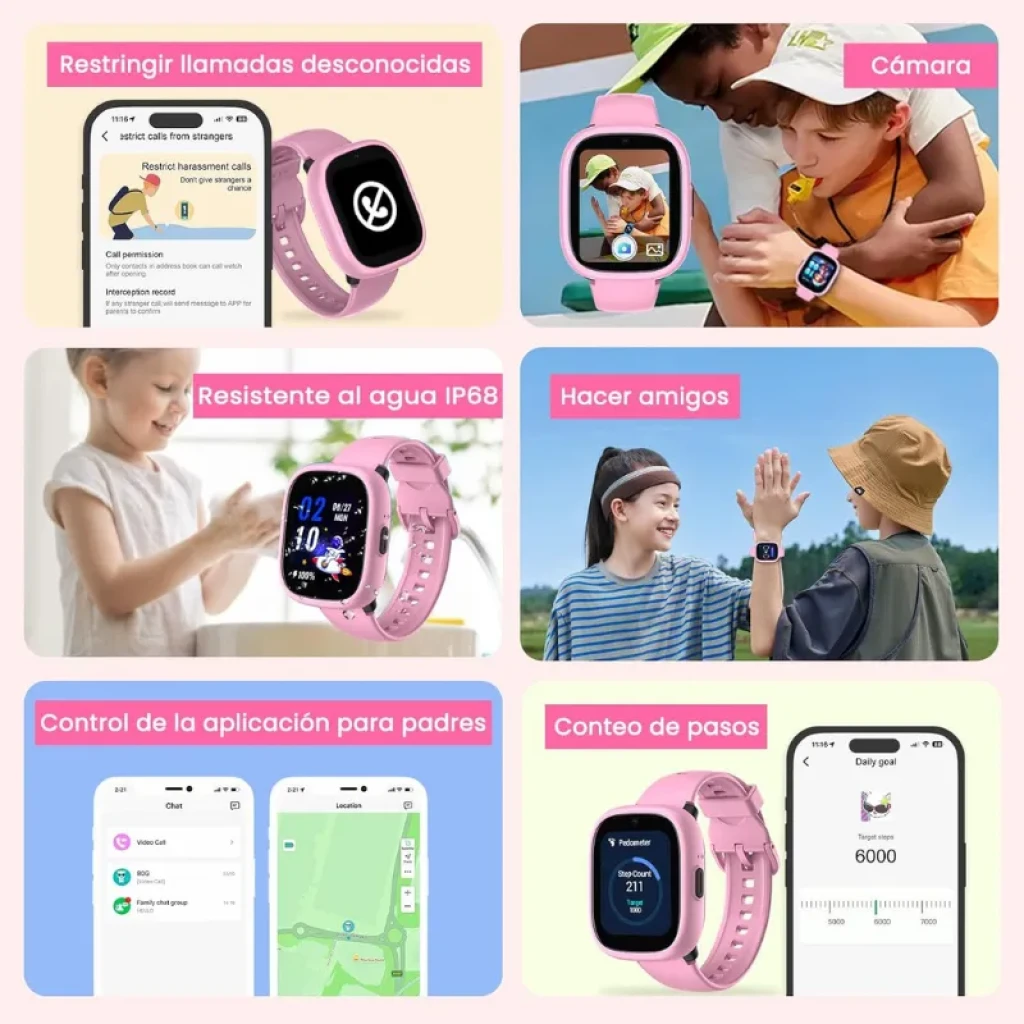 Smartwatch infantil Lagenio K3 New Rosa com ecrã tátil e câmara frontal - Item4