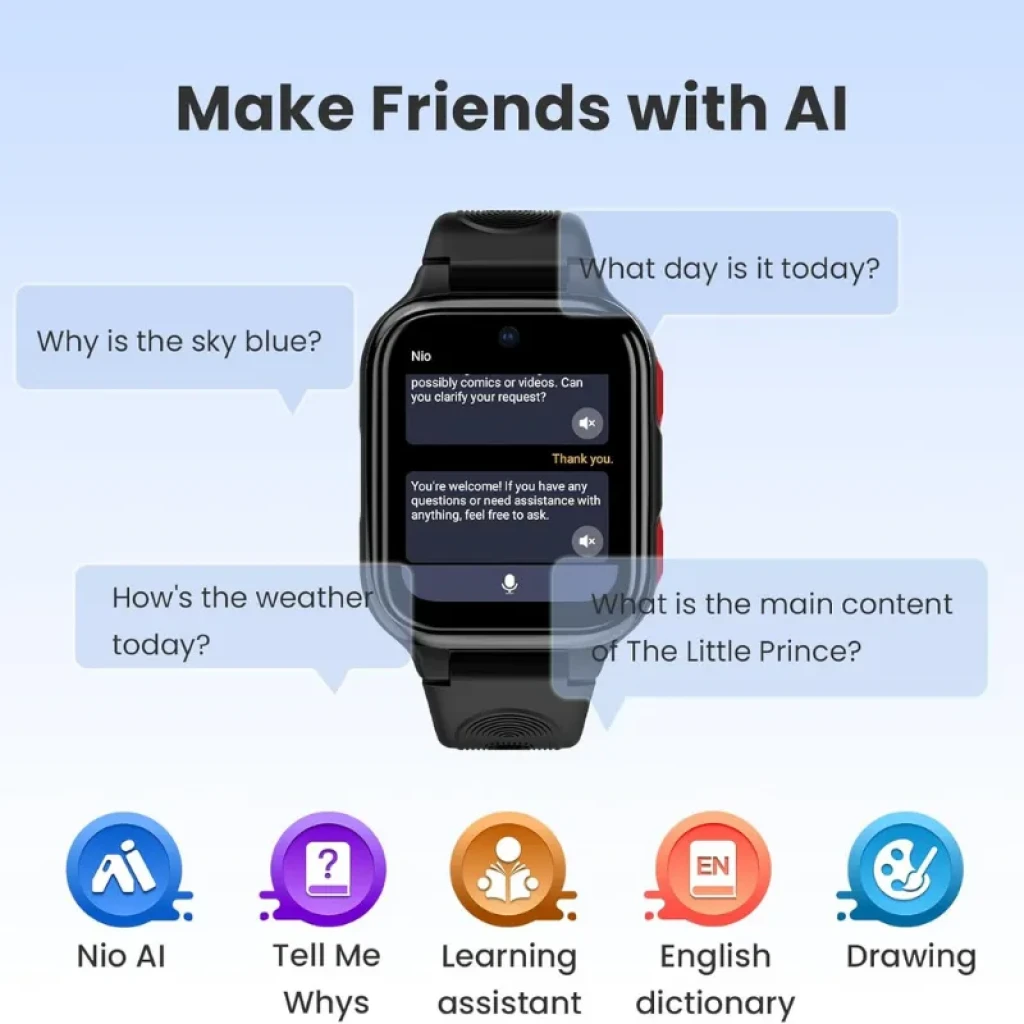 Smartwatch Lagenio K9 Preto com ecrã AMOLED e 4G - Item1