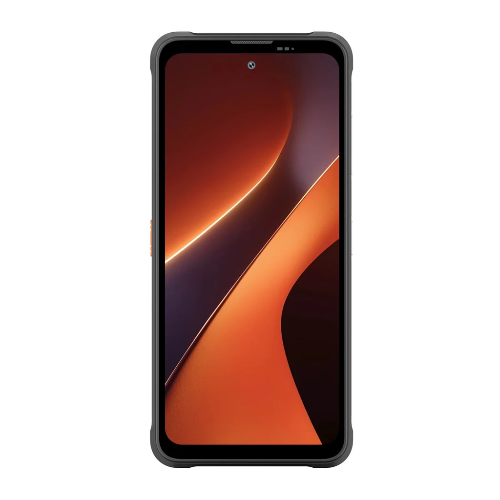 Blackview Fort 200 naranja con carcasa resistente, triple cámara trasera con sensor 16 MPx, pantalla frontal con orificio centrado y detalles negros y - Ítem1