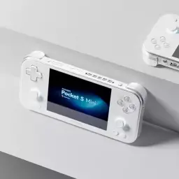 Ayaneo Pocket S Mini 8GB/128GB Blanco consola retro portátil con pantalla a color, cruceta, dos joysticks, botones frontales y diseño compacto elegante